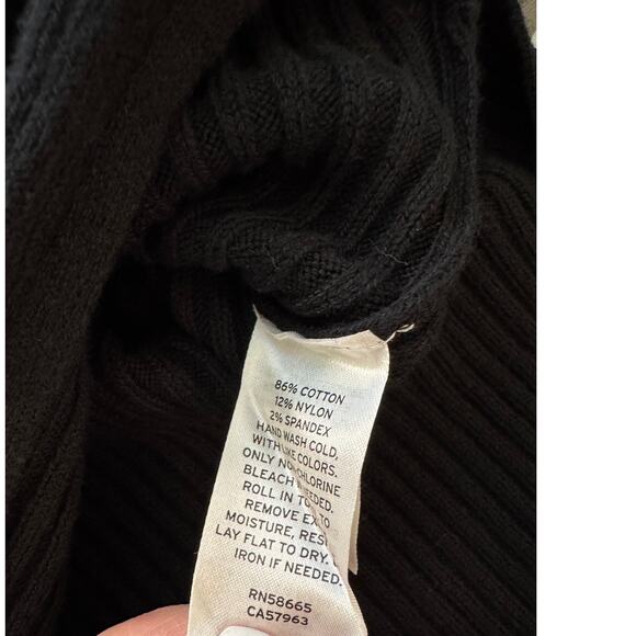 NWT OPEN EDIT NORDSTROM Women's Black Ribbed Long Sleeve Tops Size S - Picture 5 of 6